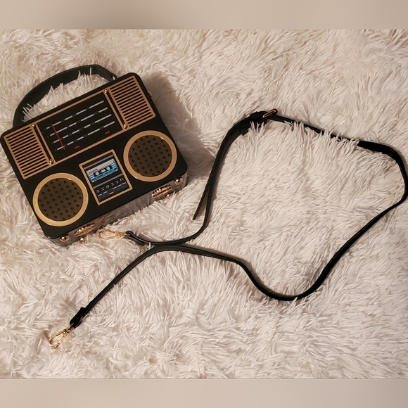 Acrylic Novelty BoomBox Style Crossbody Clutch - Picture 6 of 14